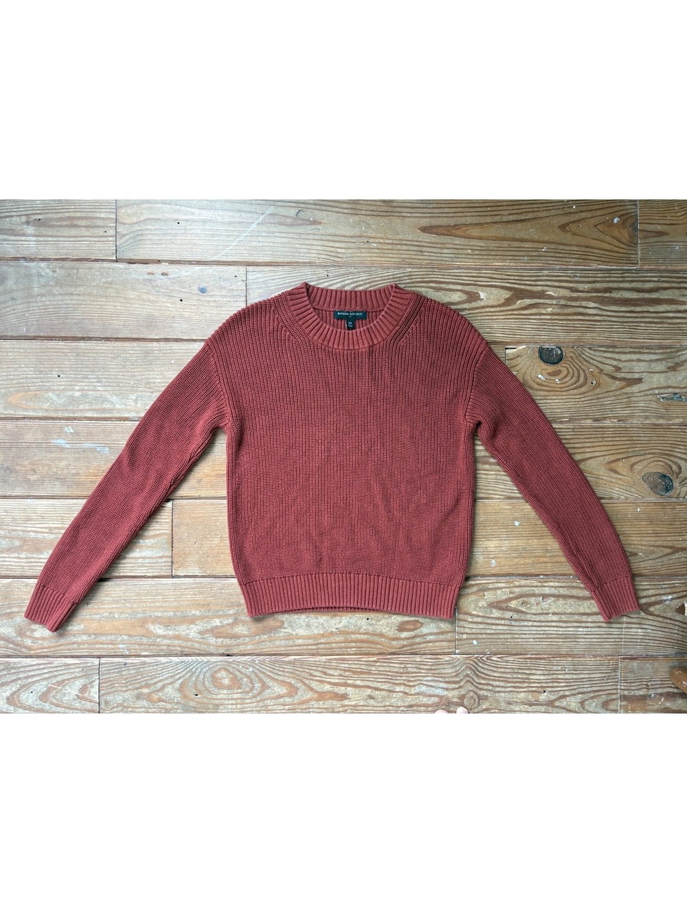 Banana Republic Rust Cotton Blend Chunky Knit Crewneck Sweater XS